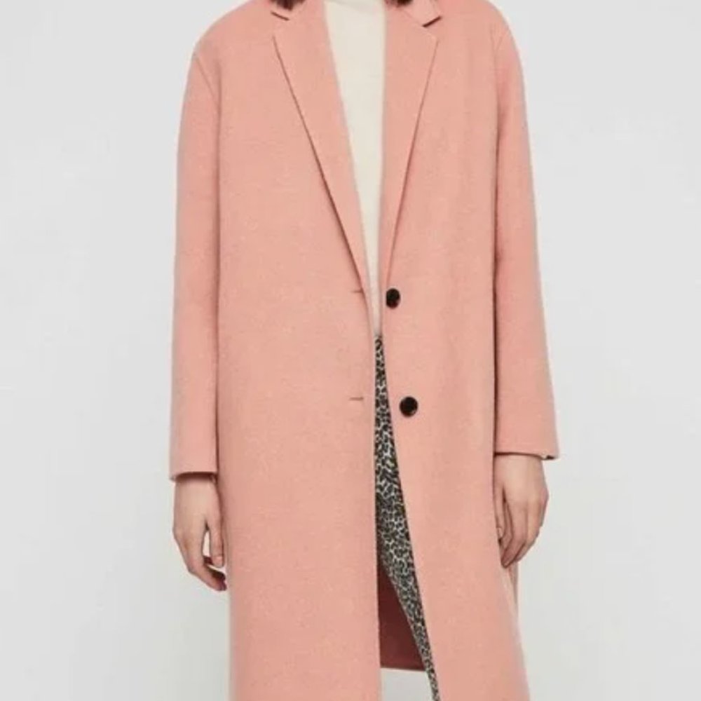 All Saints Anya Pink Wool Blend Coat, size small